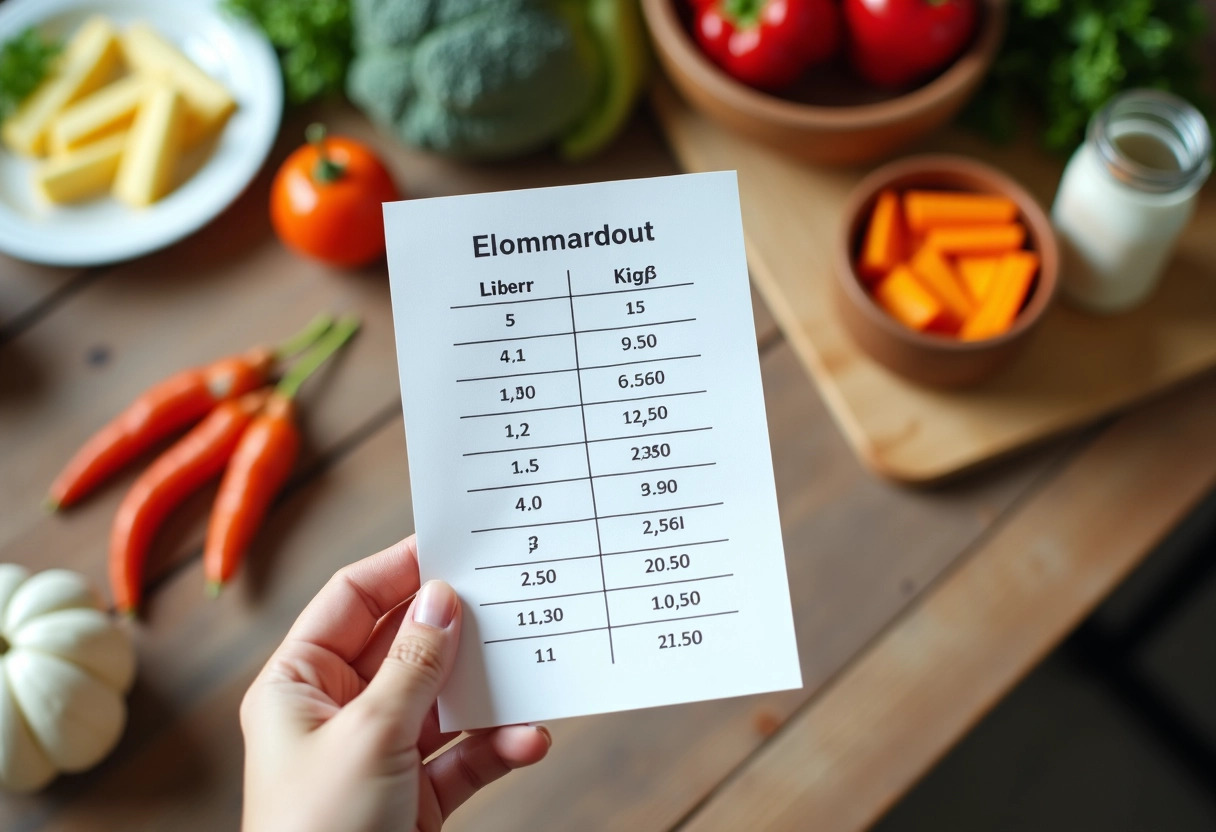 tableau de conversion litre-kilogramme